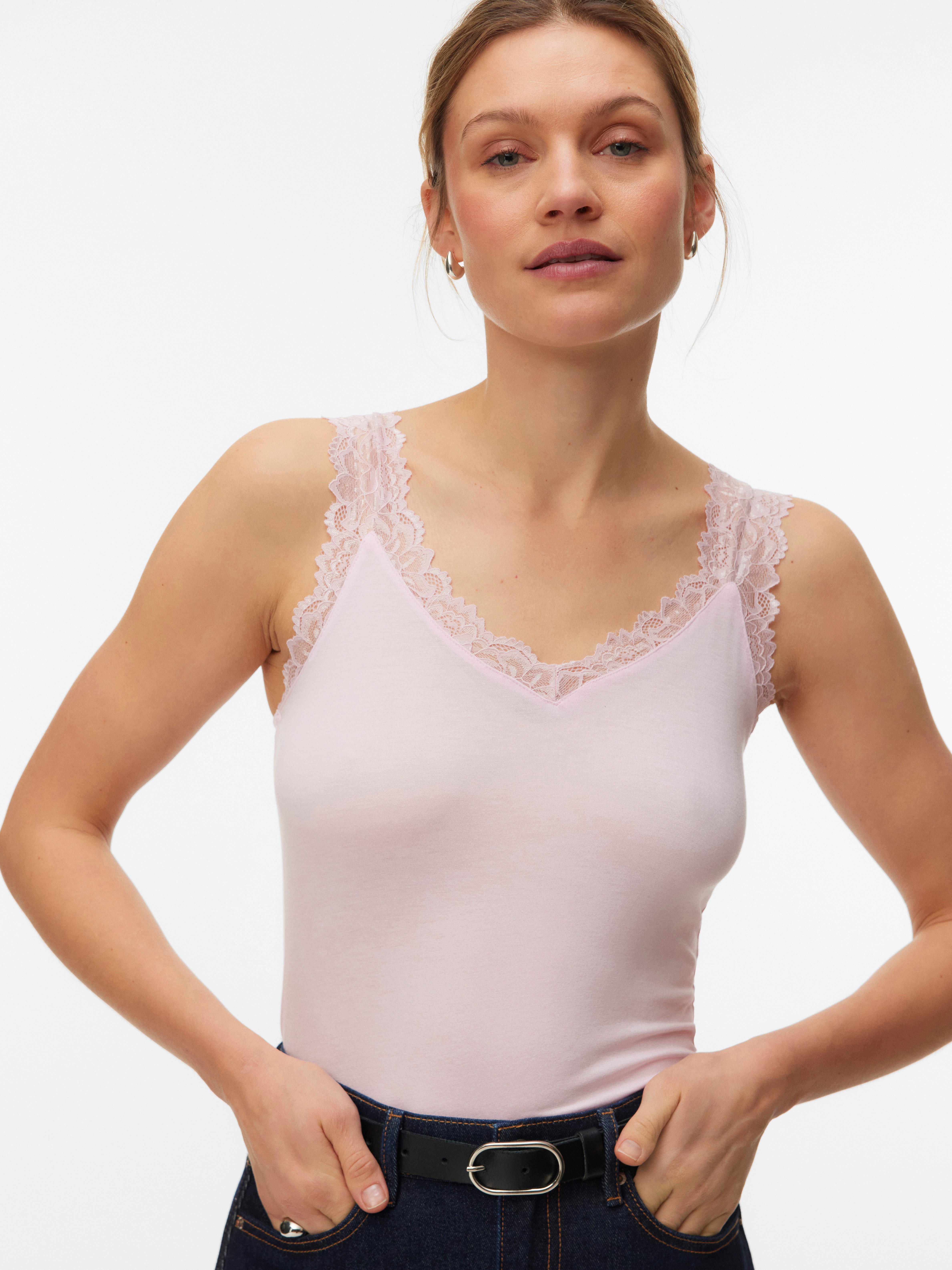Vero Moda Spitzentop VMROSA SL TOP JRS NOOS Viskosemischung
