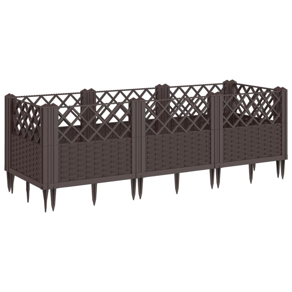 vidaXL Blumentopf Pflanzkasten mit Erdspießen Braun 123,5x43,5x43,5 cm PP (1 St)
