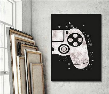 TPFLiving Kunstdruck (OHNE RAHMEN) Poster - Leinwand - Wandbild, Aquarell Gamepad, Spielekonsole, Computerspiele - (Jugendzimmer, Kinderzimmer, Kunstdruck), Farben: schwarz, weiß - Größe: 10x15cm