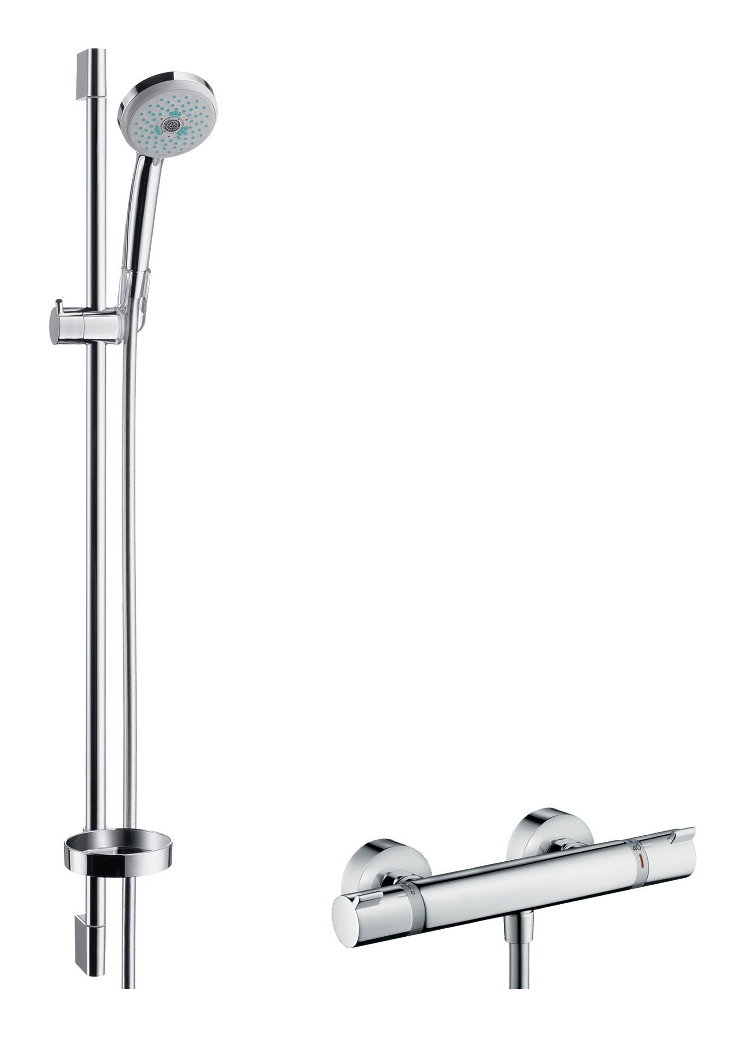 hansgrohe Duschsystem Croma 100, Höhe 95.8 cm, 3 Strahlart(en), Brausesystem 100 Multi m. Ecostat Comfort Thermostat