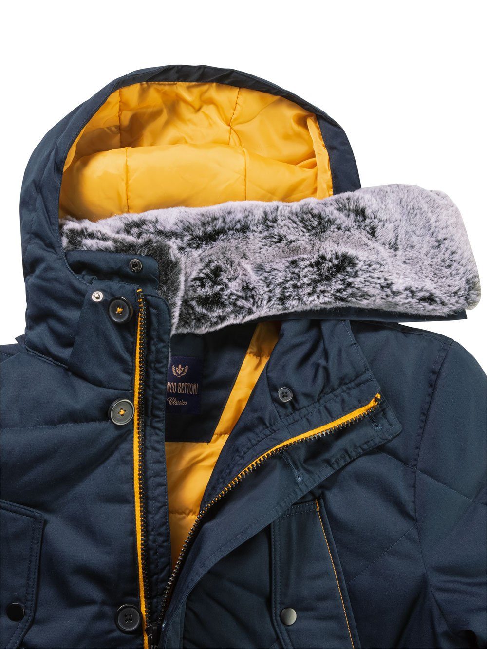Franco Bettoni Parka abnehmbare Kapuze und Kunstpelzkragen