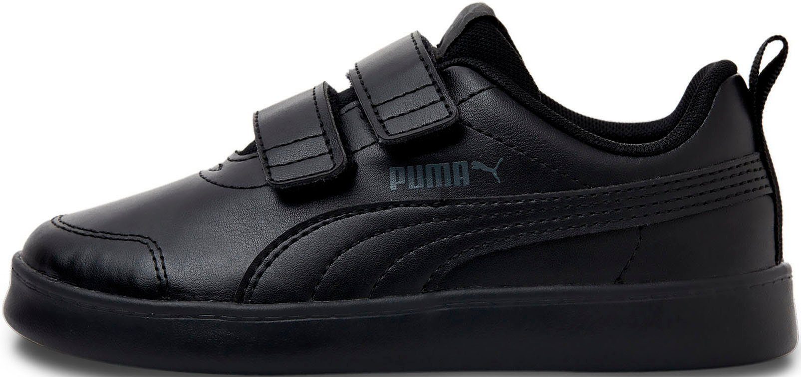 PUMA Courtflex v2 Sneaker für Kinder PS Klettverschluss schwarz mit V