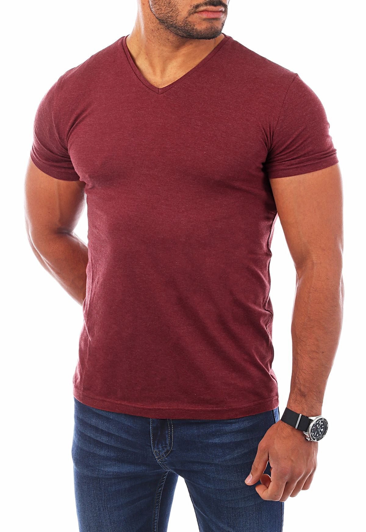Young & Rich T-Shirt Herren Uni Basic V-neck V-Ausschnitt Unterziehshirt 17 günstig online kaufen