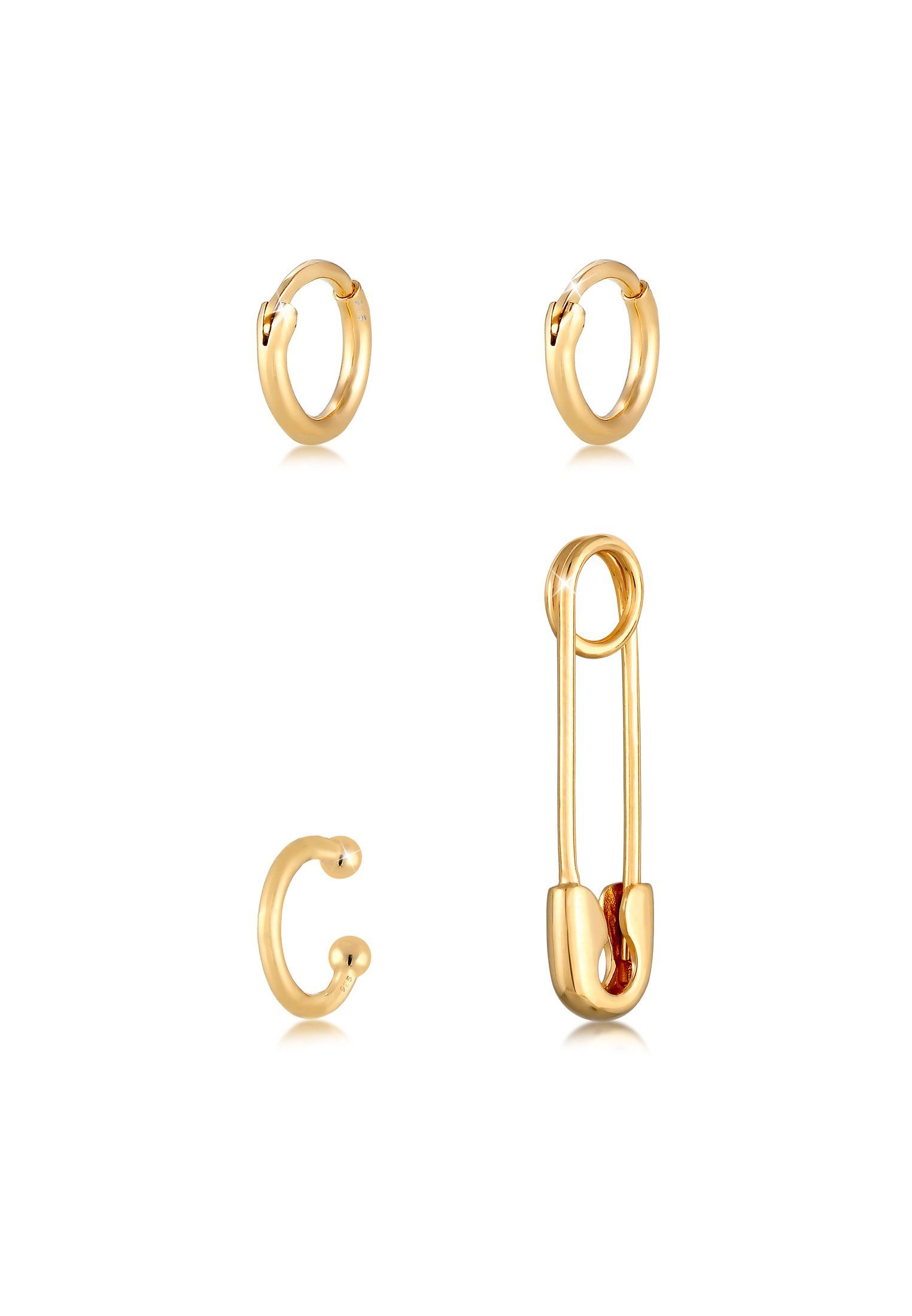 ELLI Ohrring-Set Sicherheitsnadel Earcuff Creolen (Set) 925 Silber Sicherheitsnadel mehr