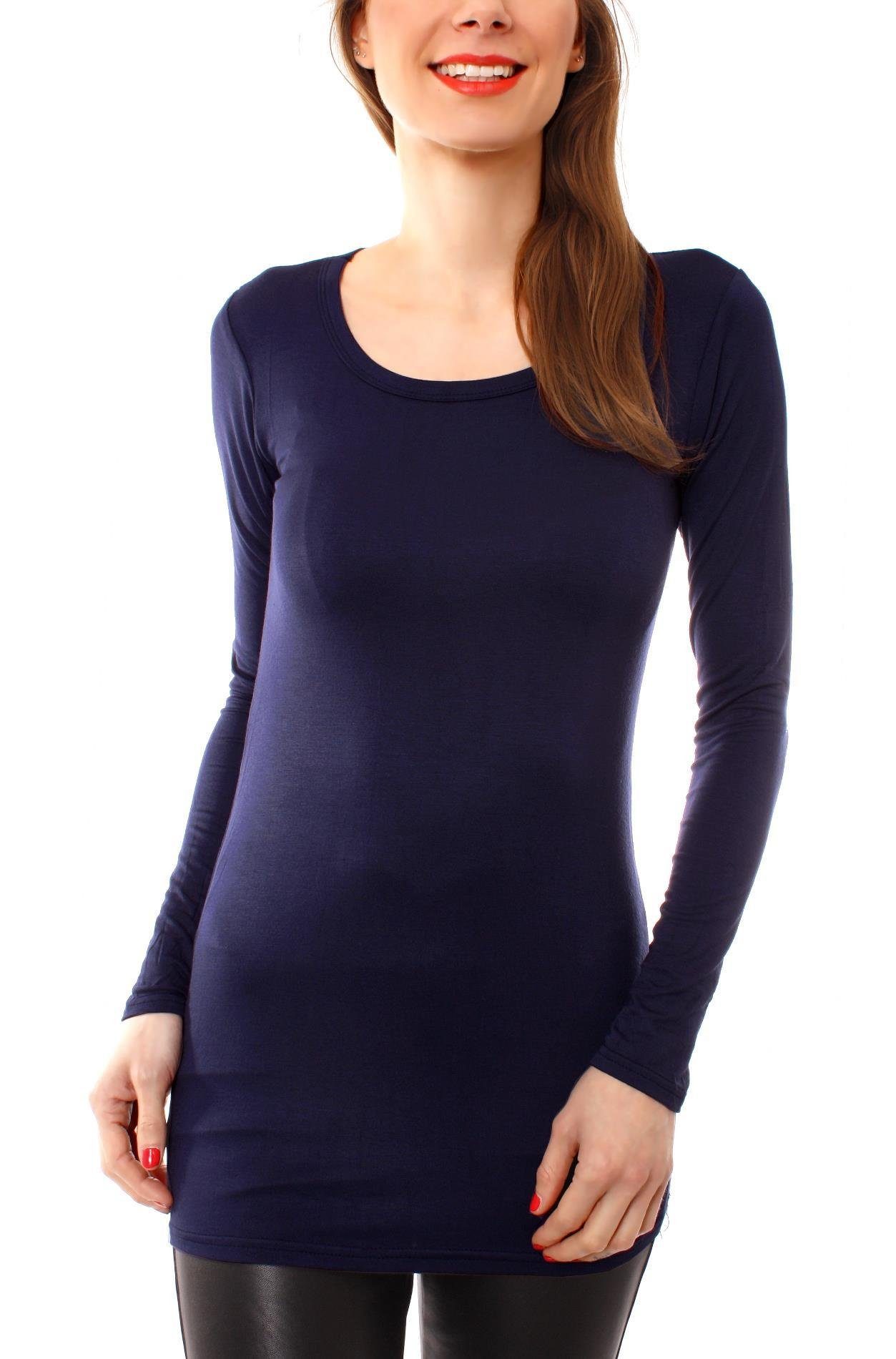 Muse Rundhalsshirt Basic Langarm Longshirt Skinny günstig online kaufen