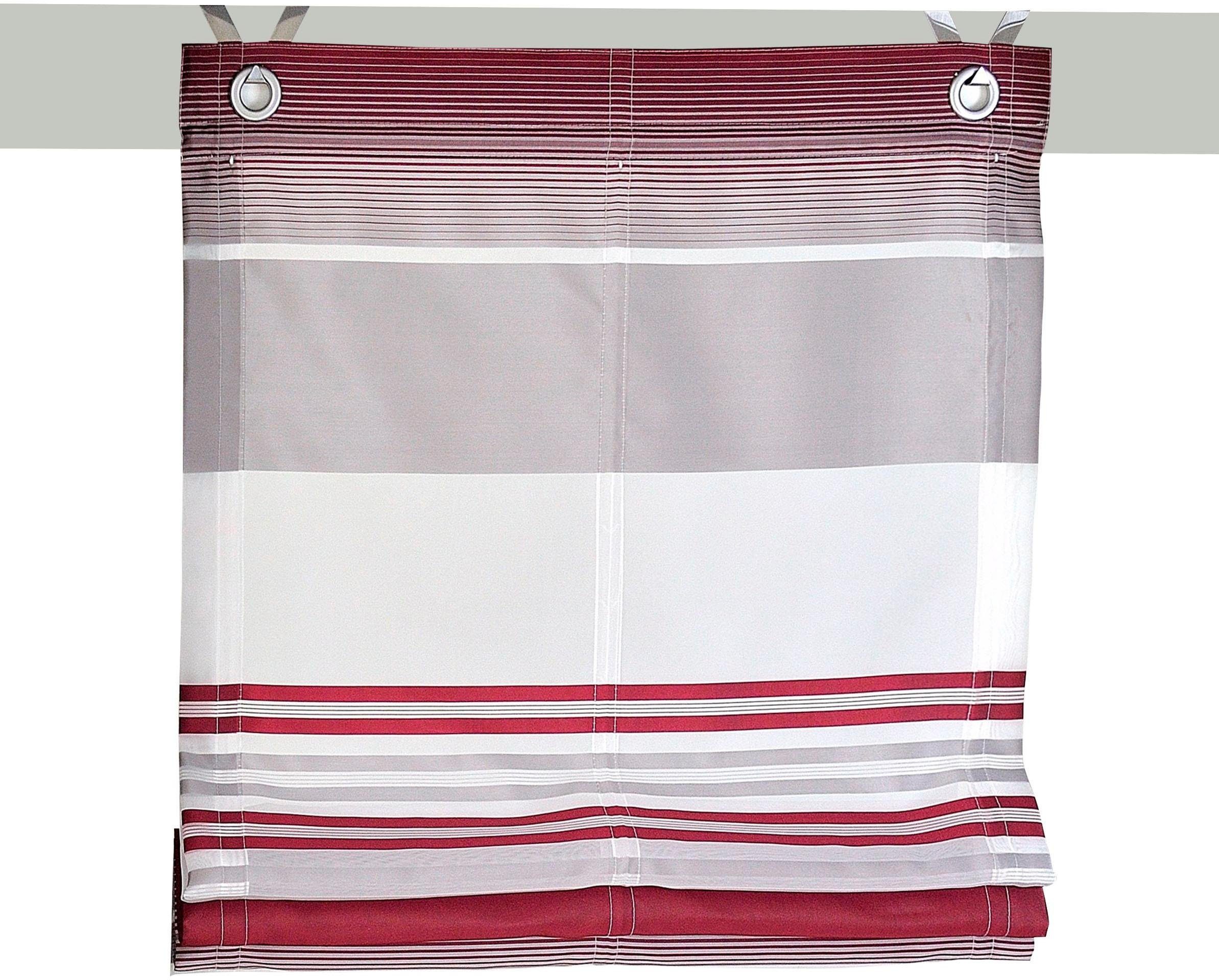 Kutti Raffrollo Jamaica, mit Hakenaufhängung, ohne Bohren, freihängend, halbtransparent, Polyester, gewebt, Streifen, mit Edelstahlhaken