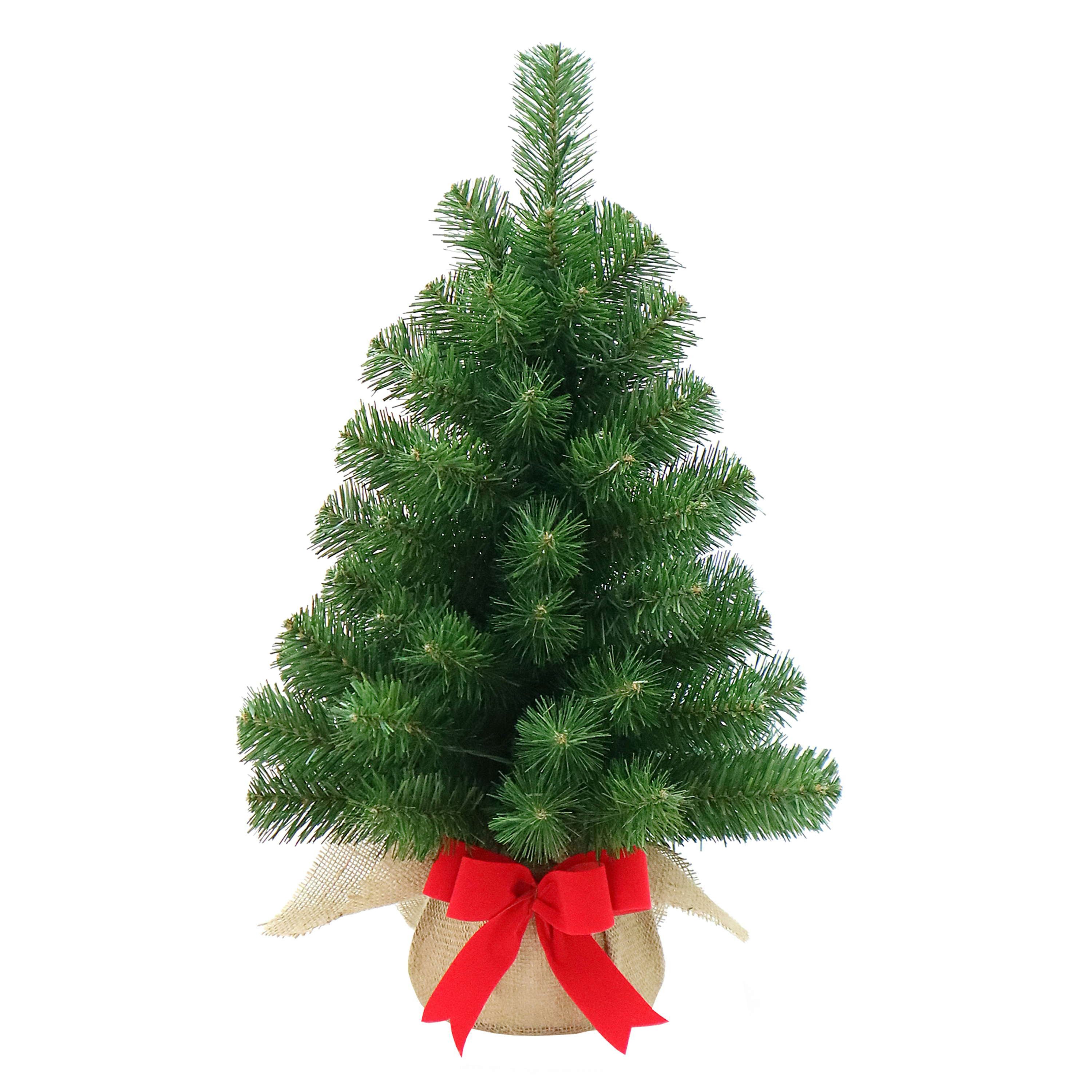 artplants Künstlicher Weihnachtsbaum Mini Weihnachtsbaum WARSCHAU, gün, Jutesack, 60cm, Ø 40cm