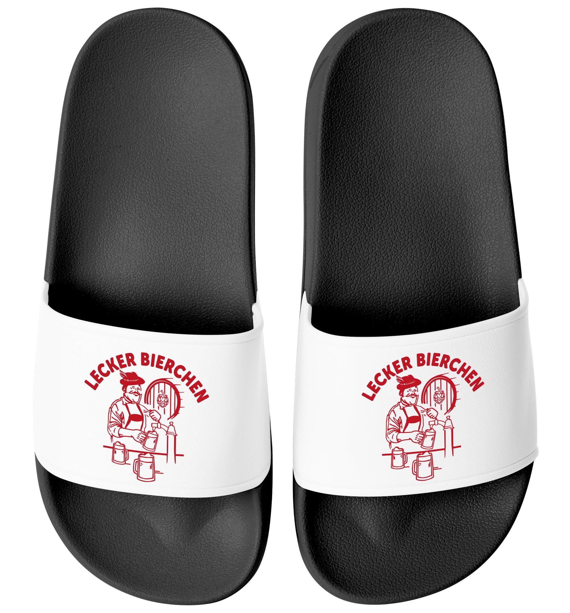 MoonWorks Badeschlappen Lustig Spruch Lecker Bierchen Badelatschen Unisex Badesandale