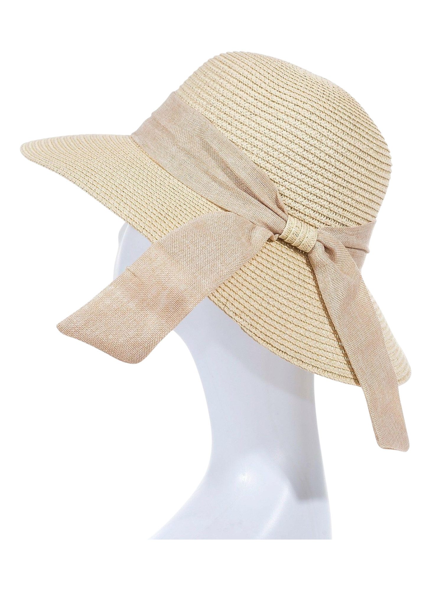Adel Accessoires Sonnenhut Trendiger Damenhut mit Schleife, Strohhut in Einheitsgröße