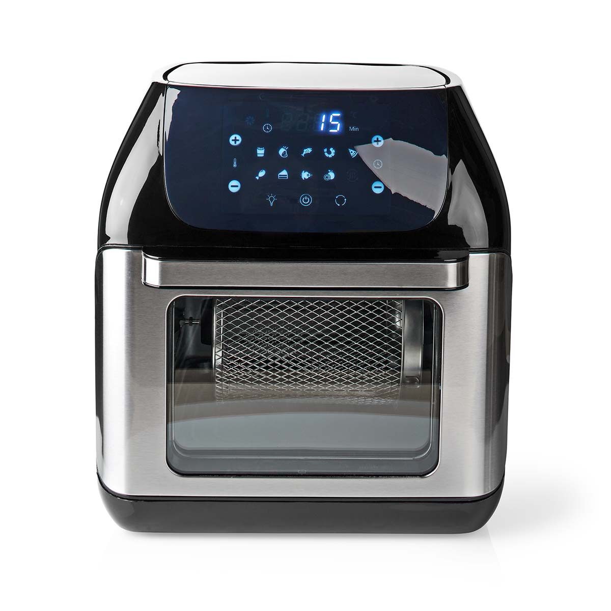 Nedis Heißluftfritteuse KAAFO300EBK, 1500 W, Heißluftfritteuse, Programme, Rotisserie-Korb für fettarmes Garen