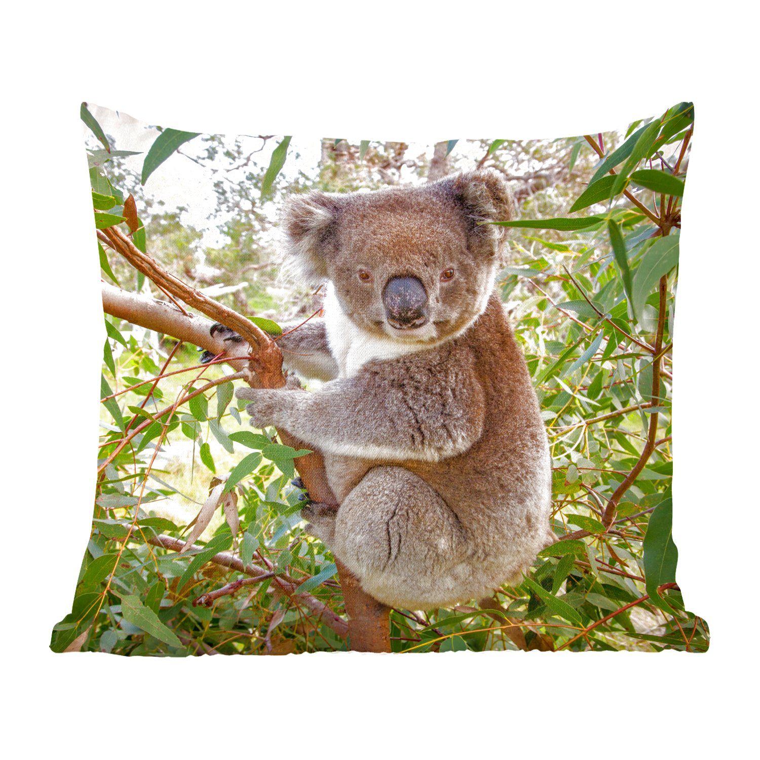 MuchoWow Dekokissen Koala - Blätter - Kinder - Jungen - Mädchen, Zierkissen mit Füllung für Wohzimmer, Schlafzimmer, Deko, Sofakissen