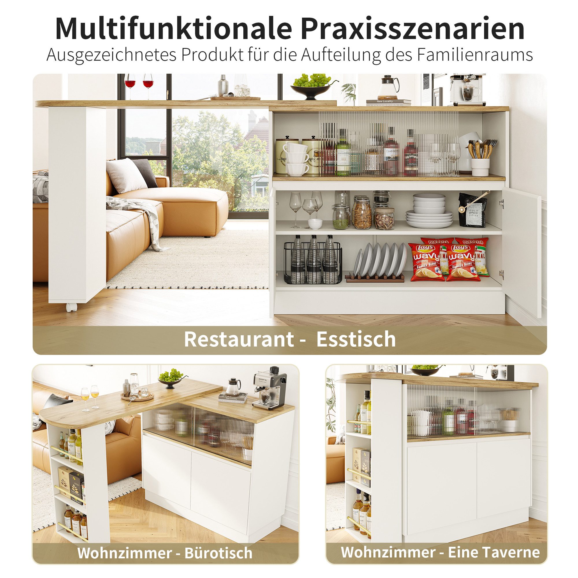 i@home Sideboard Um 360° drehbare Essbar (Hauptkörper 90 x 45 x 100 cm) (Bi günstig online kaufen