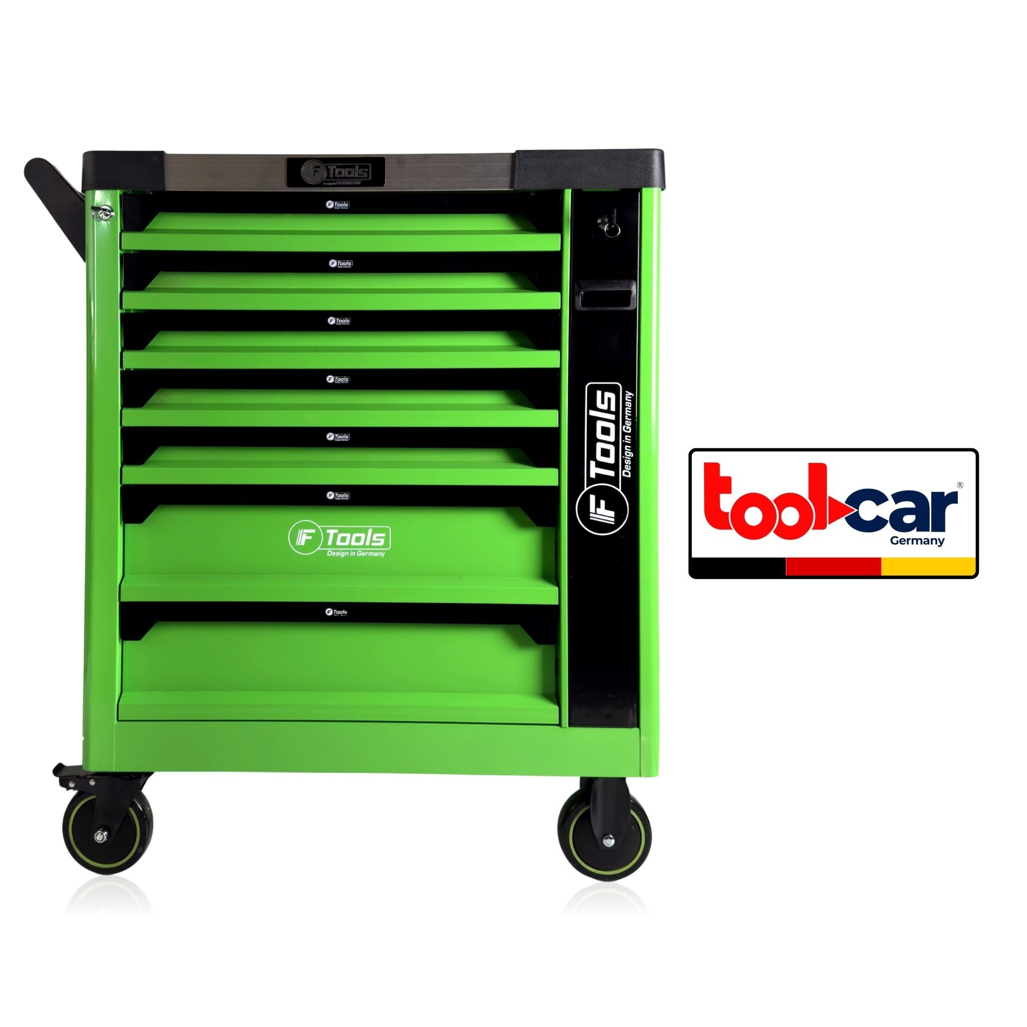 Toolcar Werkzeugwagen Тележка для мастерских befüllt & bestückt mit Werkzeug, Ratschen/Stecknüsse, abschließbar, kugelgelagerte Rollen, Chrom-Vanadium-Stahl, stabil, max. Traglast:35 kg, 240-tlg. Werkzeugset, (Steck-/Ringschlüssel, Ratschen, Torx, Schraubendreher, Zangen, 240-tlg., EVA-/Schaum-Einlagen, logisch sortiert, schneller Zugriff), Arbeitsplatte, Einzelauszug, Kantenschutz, Pegboard-Seiten