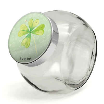 Mr. & Mrs. Panda Vorratsglas XL 2000ml Blume Kleeblatt - Blattgrün - Geschenk, Glasdose, Blumen, A, Premium Glas, (1-tlg), Vielseitig einsetzbar