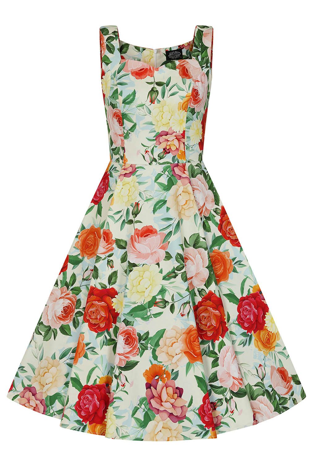 Hearts & Roses London A-Linien-Kleid Golden Peony Blumen Floral Vintage Retro 50er