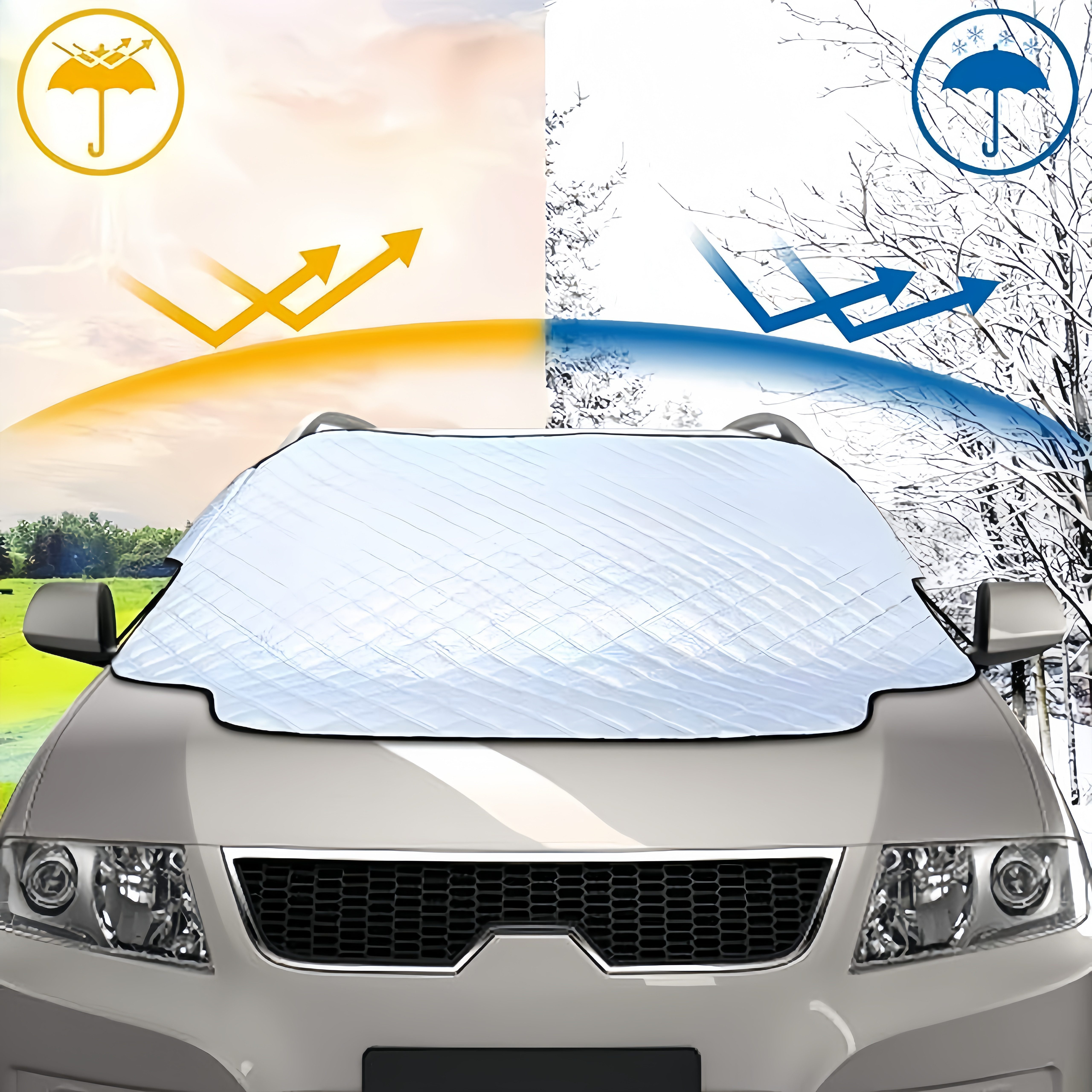FOUORTUNATE-BEE Autosonnenschutz Autosonnenschutz für die Frontscheibe gegen Schnee und Sonne, Schützt im Sommer vor Sonne und Hitze, im Winter vor Schnee und E – Bild 2 von 4