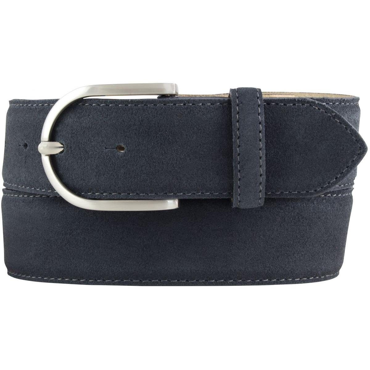 BELTINGER Ledergürtel Damen-Gürtel aus Veloursleder 4 cm - Velour-Gürtel für Damen 40mm - Wi Dunkelblau, Silber