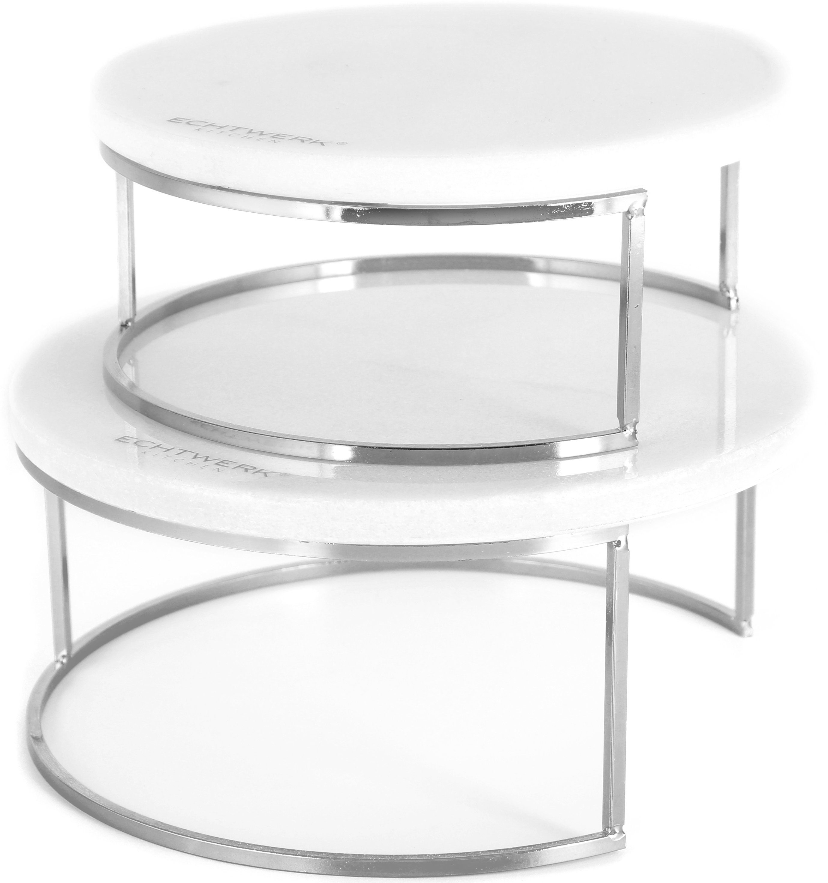 ECHTWERK Etagere Marmor Etagere, Marmor, für Obst, Käse und Dessert mit 2 Ebenen, Ø Marmorplatten ca. 17/ 20 cm