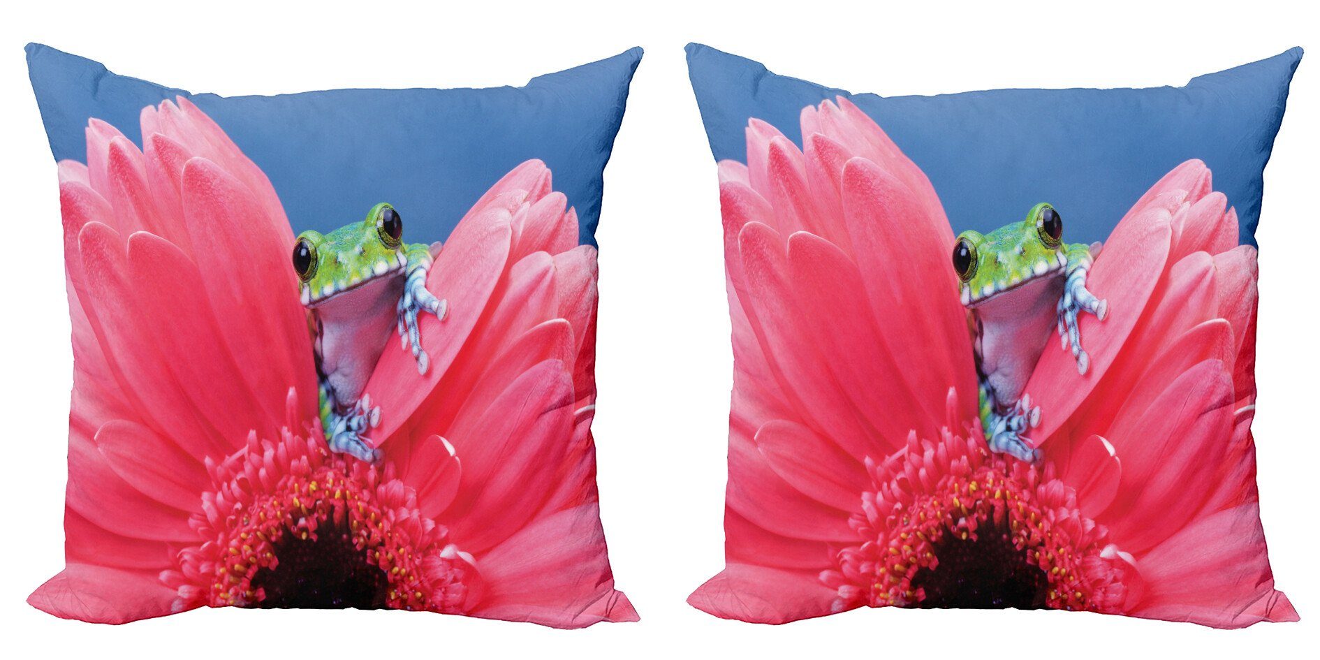 Kissenbezüge Modern Accent Doppelseitiger Digitaldruck, Abakuhaus (2 Stück), Natur Frosch auf Gabera Blume