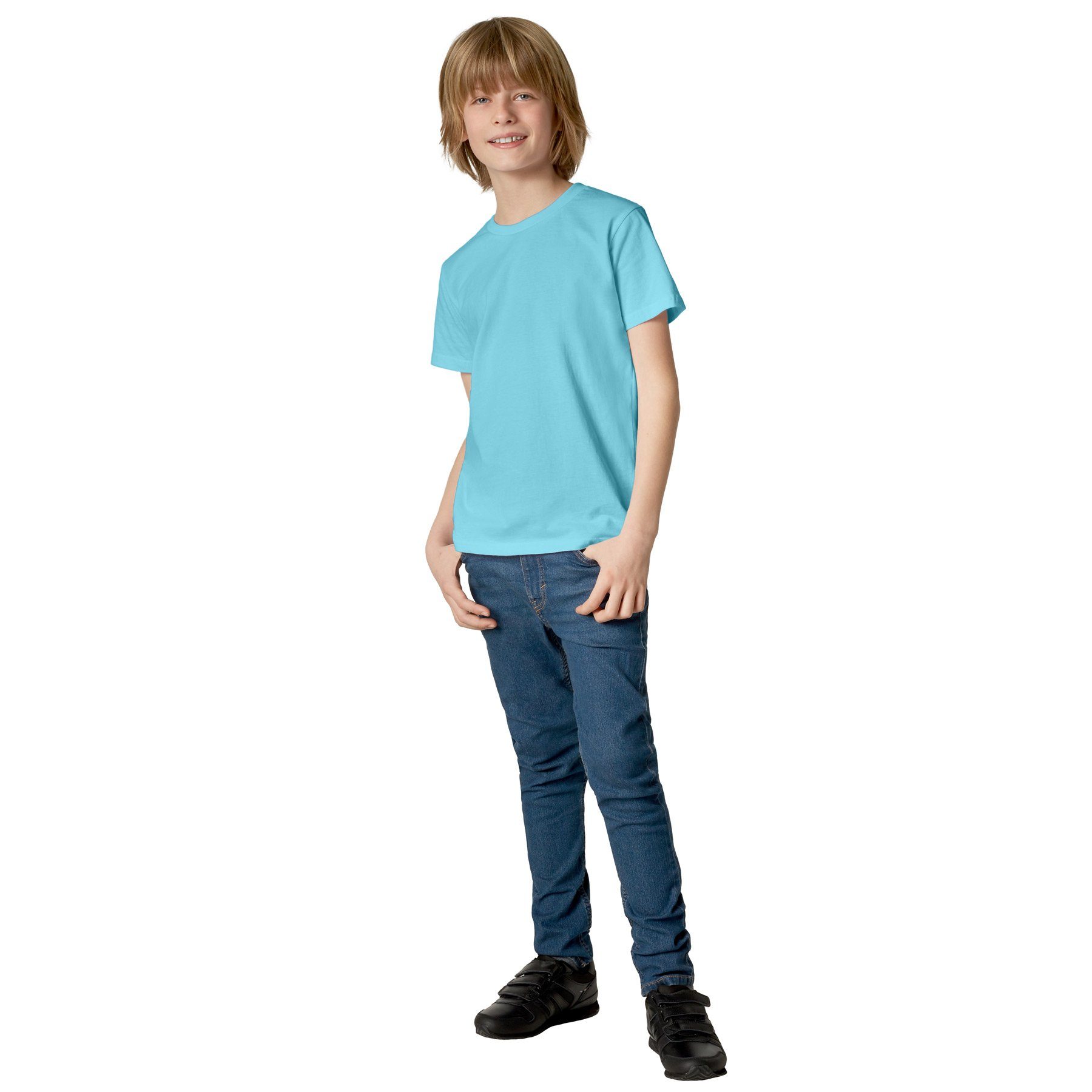 dressforfun T-Shirt Kurzarmtop, Für viele Outfits & Auftritte, Rundhals mit (Freizeitoberteil, Konfektionsgröße 116 (5-7 Jahre) in hellblau) Einfarbiges T-Shirt – Bild 2 von 5