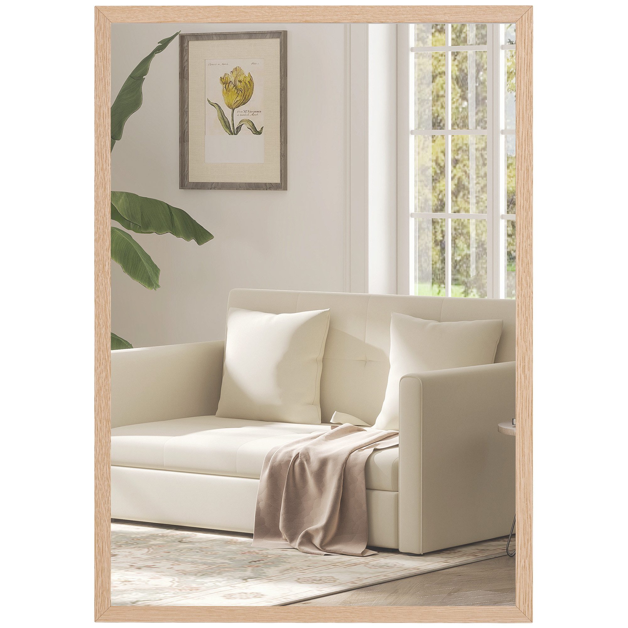 HOMCOM Wandspiegel Rechteckig Spiegel Dekorativ 50 x 70 cm (rechteckiger Spiegel, 1-St., dekorativer Spiegel), für Schlafzimmer, Badezimmer