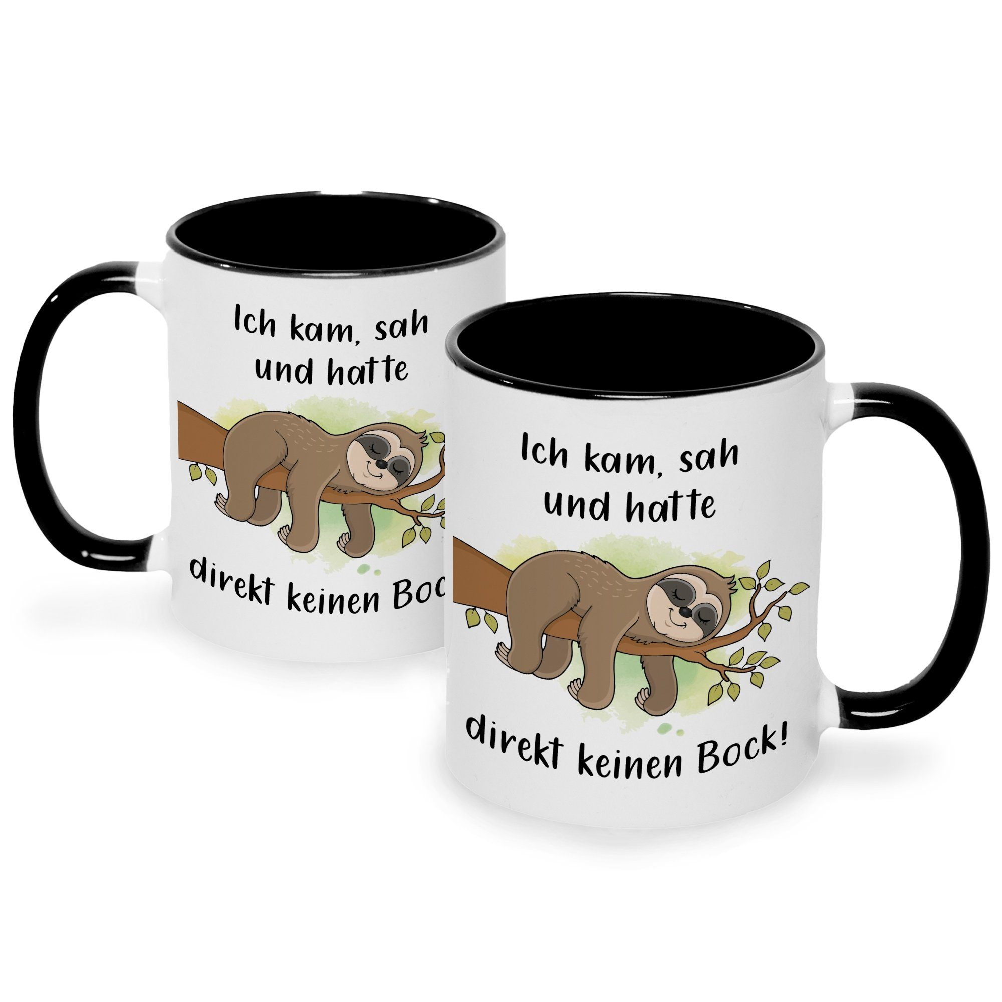 GRAVURZEILE Tasse mit Spruch - Ich kam, sah und hatte direkt keinen Bock, Keramik, Farbe: Schwarz & Weiß