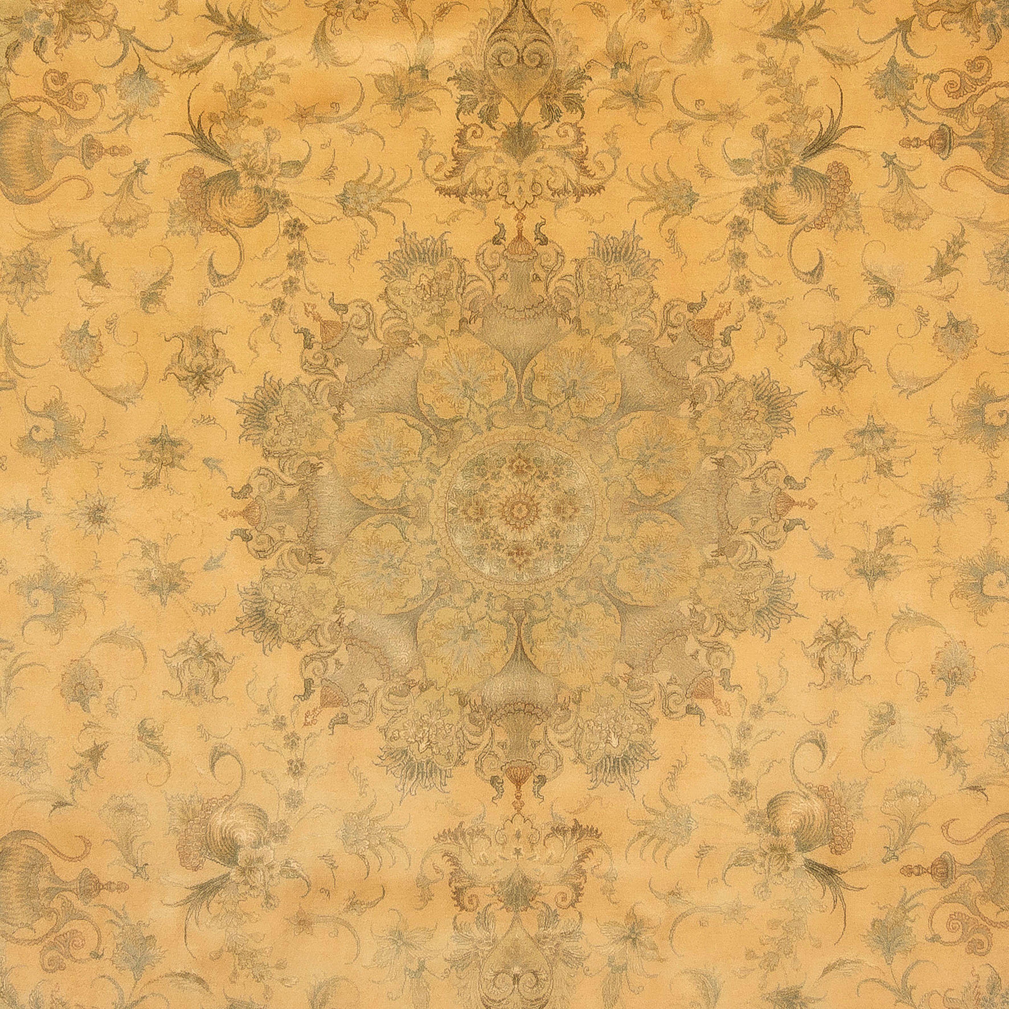 Orientteppich Perser - Täbriz - rechteckig, Höhe: Handgeknüpft, Royal hellbraun, morgenland, Wohnzimmer, 352 mit mm, 251 Einzelstück - 7 Zertifikat x cm 