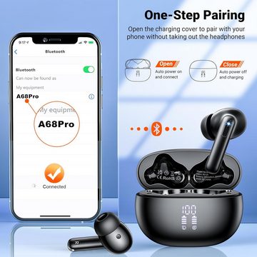 Aoslen mit 4 ENC Noise Cancelling Mic In-Ear-Kopfhörer (Behalten Sie den Ladestatus im Blick und genießen Sie bis zu 42 Stunden Spielzeit mit nur einer Ladung und der USB-C Schnellladefunktion des Ladeetuis., IPX7 wasserdicht mit intelligentem Touch-Bedienelement und leichtem)