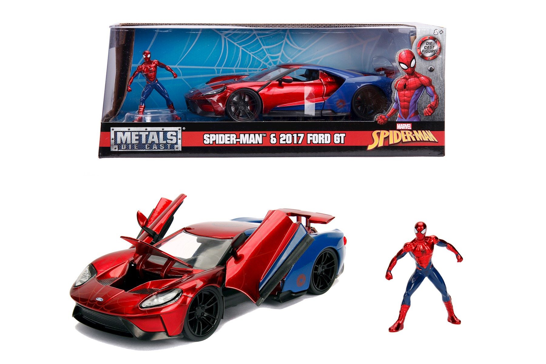 JADA Modellauto Jadatoys Modellauto Marvel Spiderman 2017 Ford GT 1:24 Modellauto