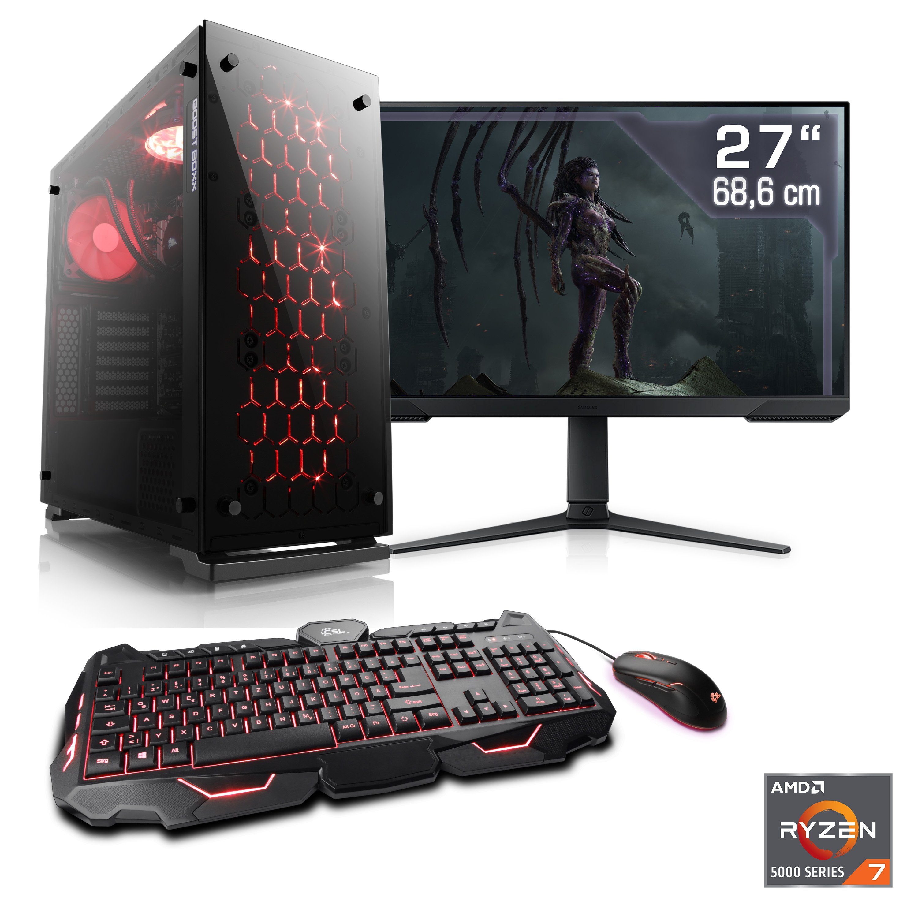 CSL HydroX V28121 Gaming-PC-Komplettsystem (27", AMD Ryzen 7 5700G, Radeon Graphics, 16 GB RAM, 1000 GB SSD)