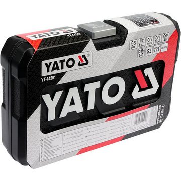 Yato Bit- und Steckschlüsselset Steckschlüsselsatz 1, 4 Zoll 56 Teilig YT-14501, 56 tlg.