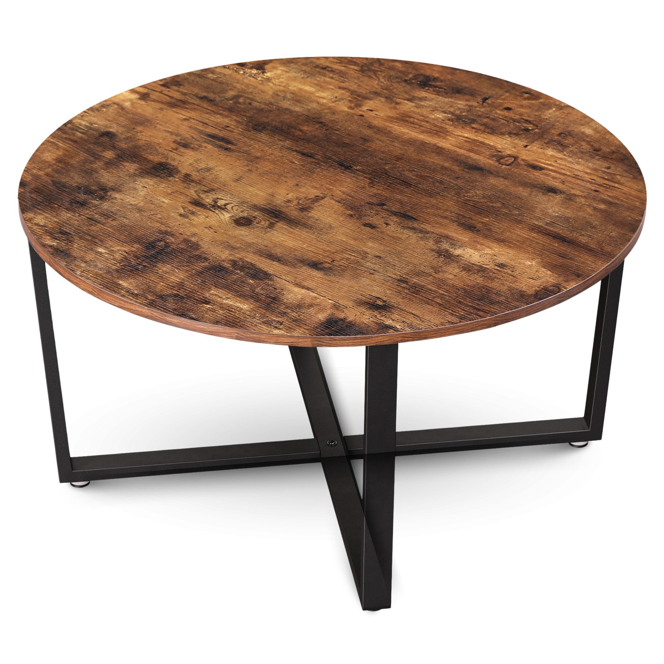 holz4home® Couchtisch Indie Wohnzimmertisch Rund mit Ablage 88x47 cm I Industrial-Look Braun, Einfache Montage