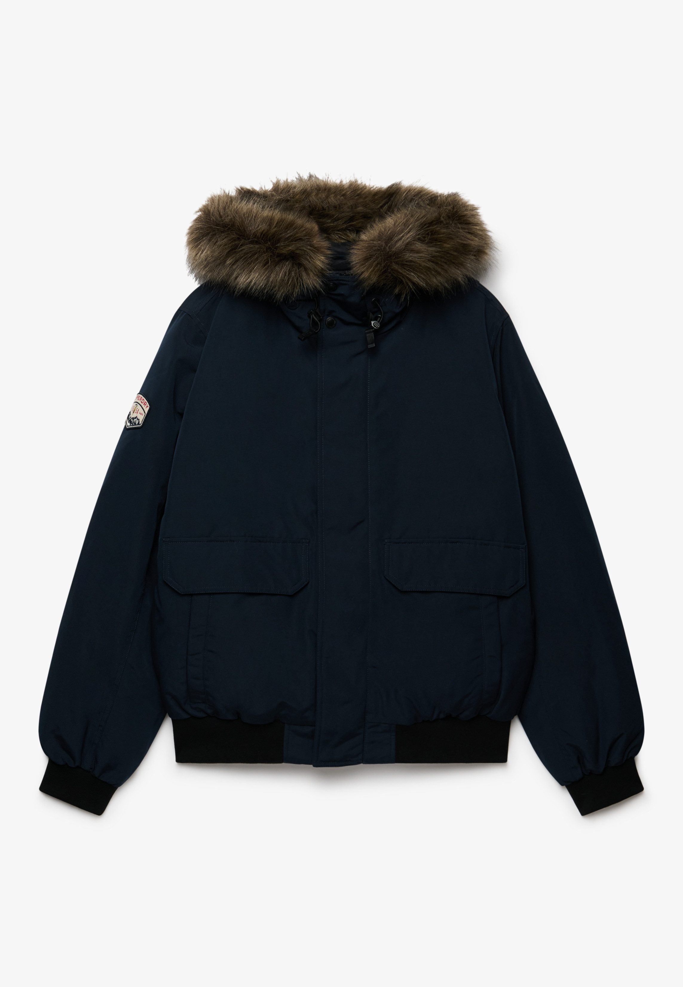 Superdry Bomberjacke FAUX FUR EVEREST BOMBER JACKET Kunstfaser, relaxed fit
