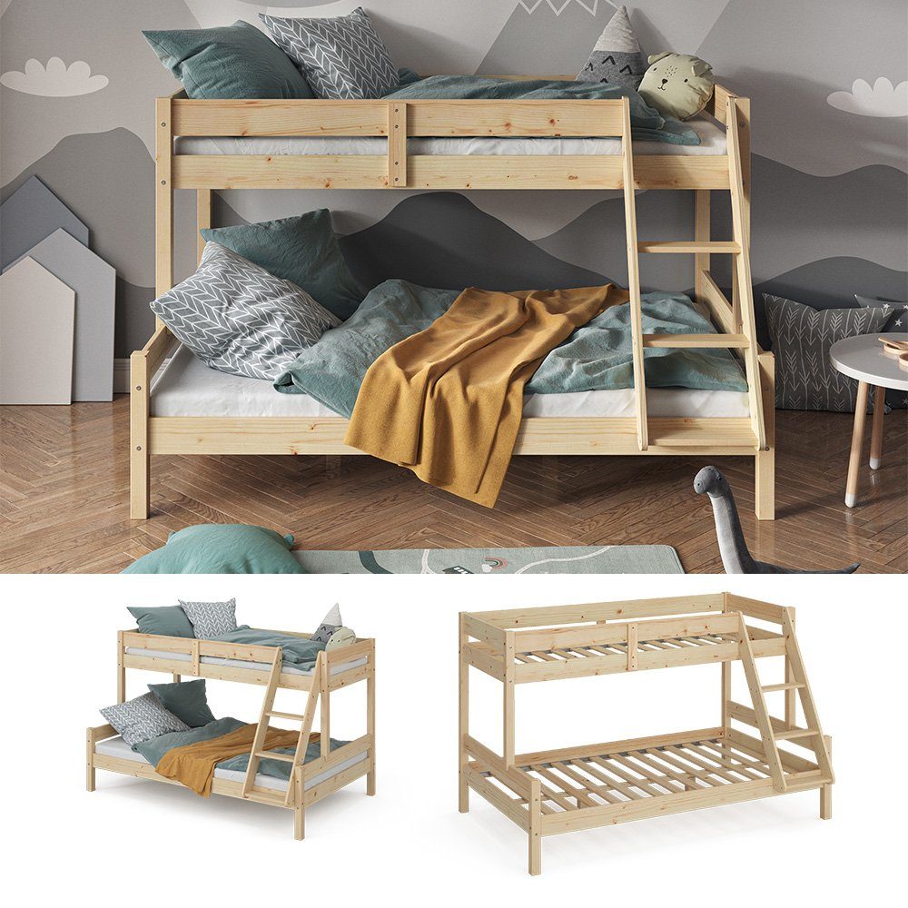 VitaliSpa® Etagenbett Everest, Naturholz, 120x200 / 80x200 cm (1-St., mit L günstig online kaufen