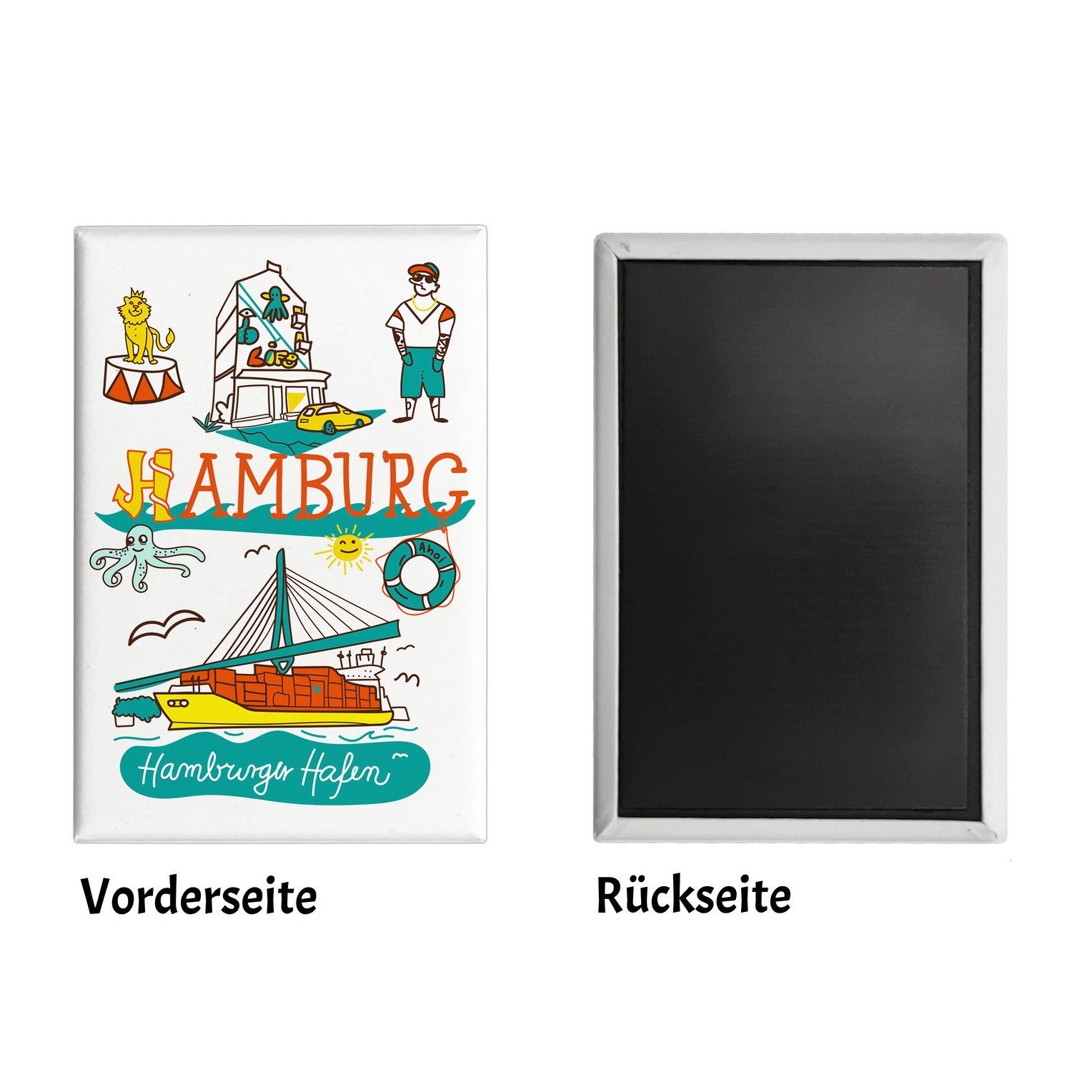 Thumbnail - speecheese Magnet Hamburg Wimmelbild Souvenir Magnet - Hamburger Hafen