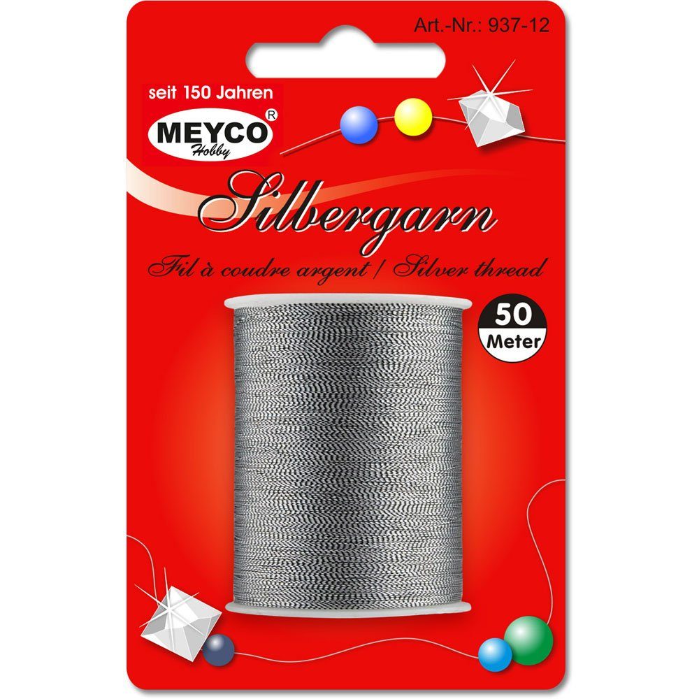 MEYCO Hobby Dekofigur Nähgarn metallisch 50m Silber