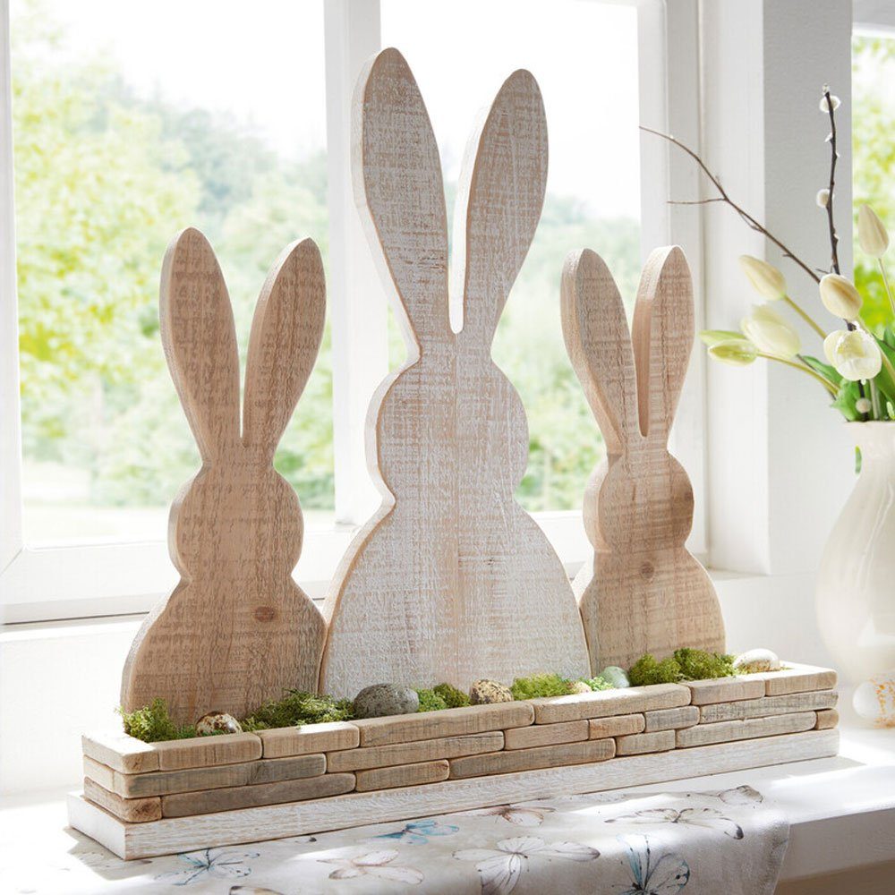 Frühling Home-trends24.de Hase Fenster Skulptur Osterhase Hasendeko Ostern Osterhase Figur Deko