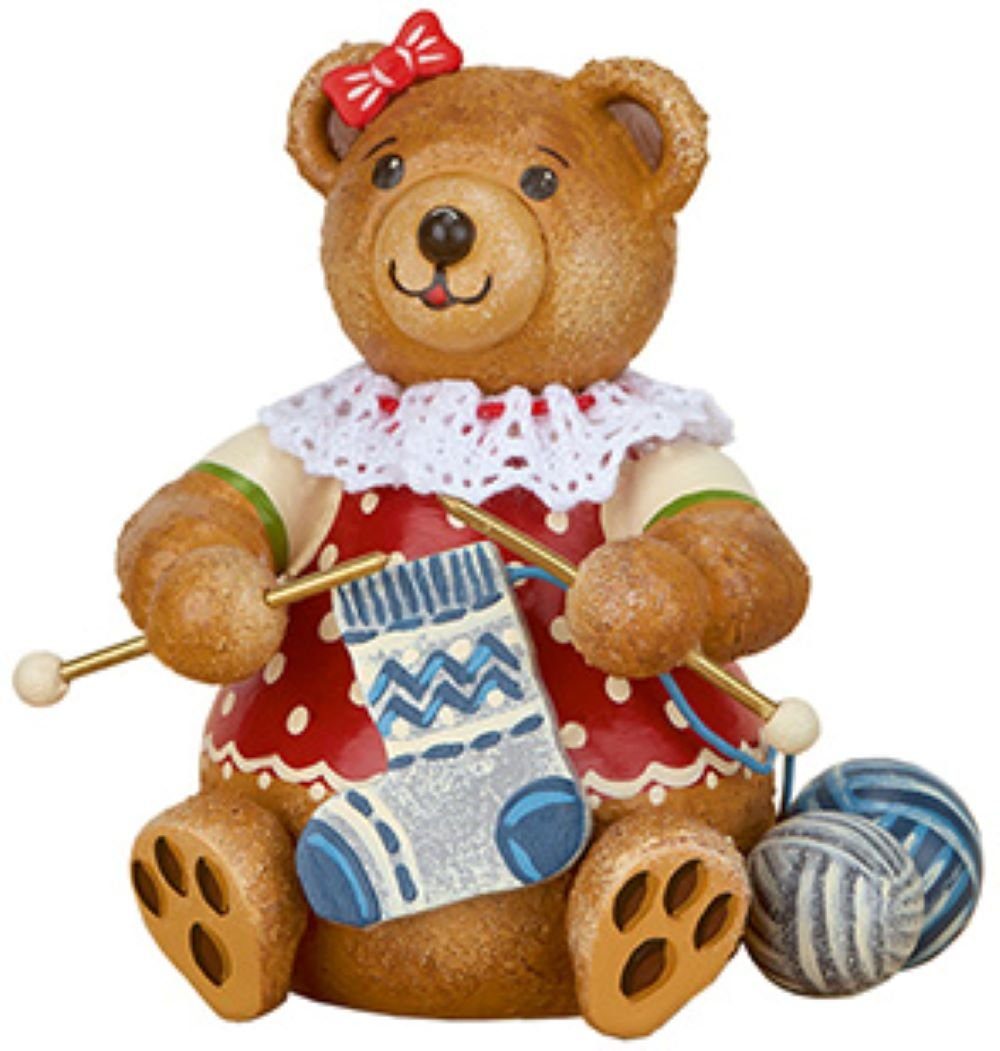 Hubrig Volkskunst GmbH Sammelfigur Teddy mini Strickliesel, Höhe ca. 7 cm, handbemalt