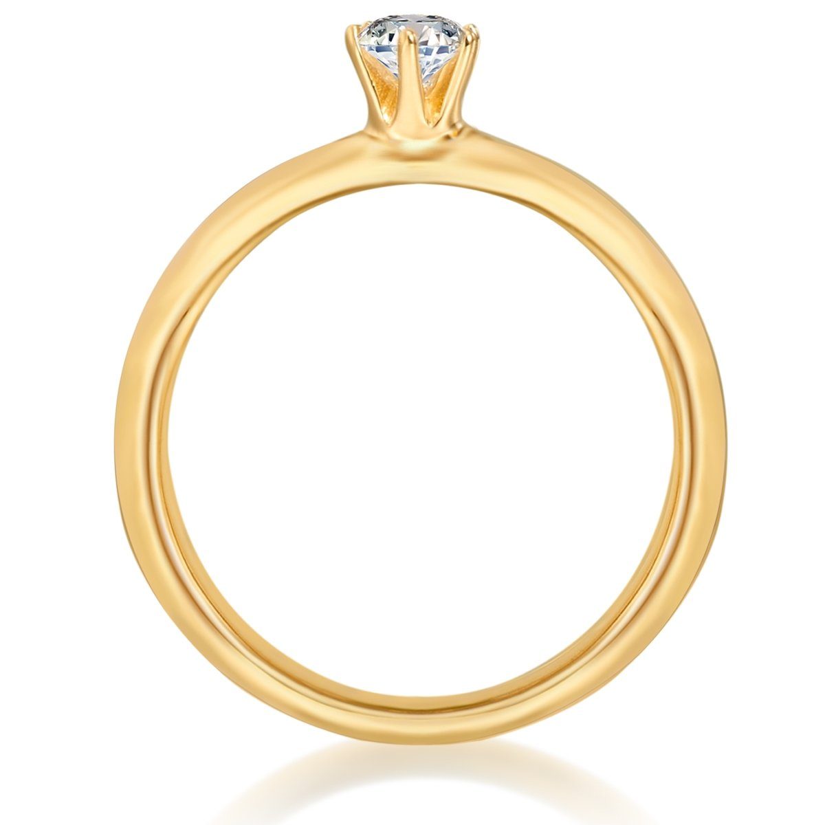 Trilani Silberring gelbgold, mit Zirkonia im Brillant-Look