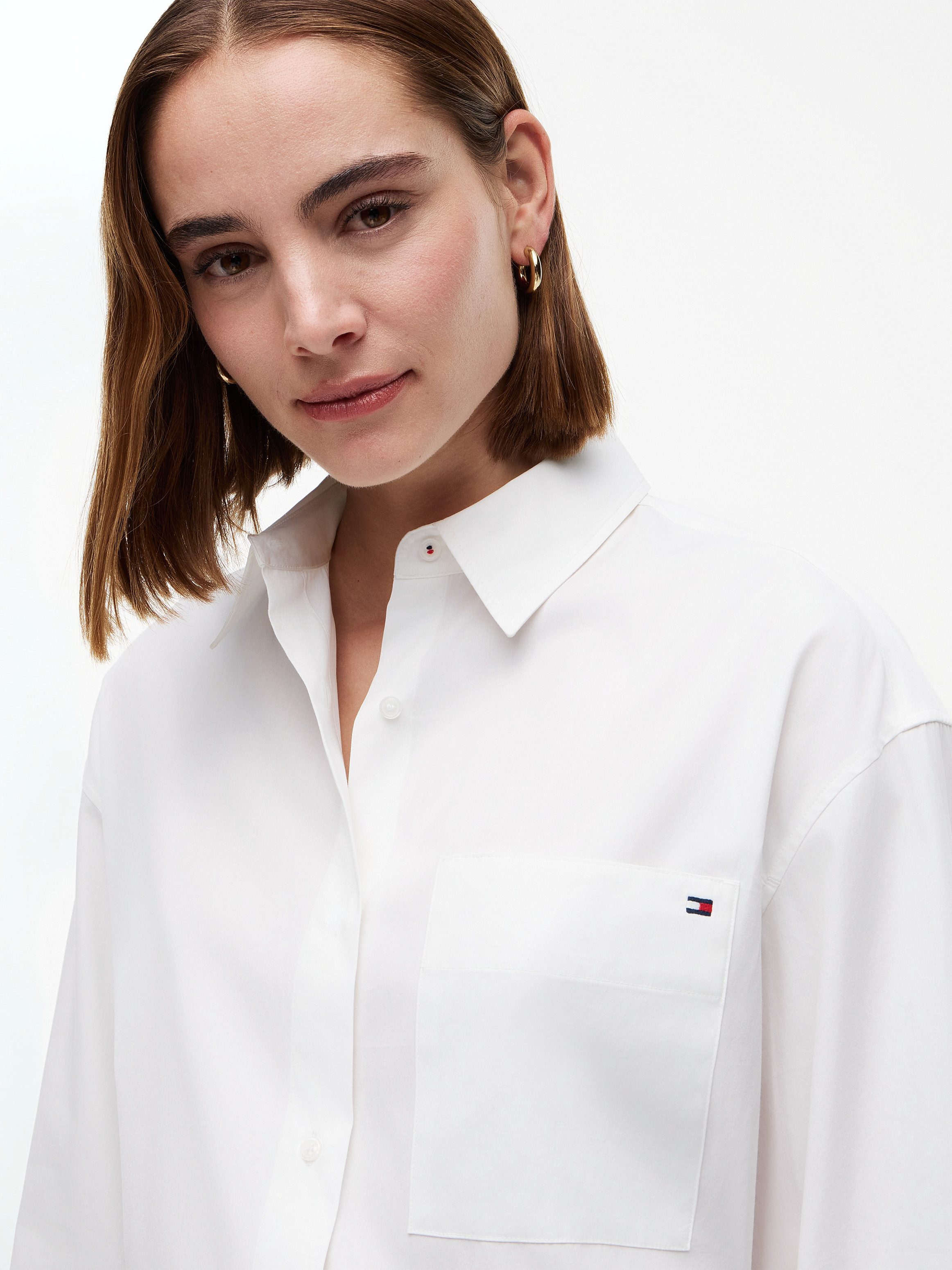Tommy Hilfiger Hemdbluse MODERN REG POPLIN LS SHIRT Baumwolle, Brusttasche, regular fit
