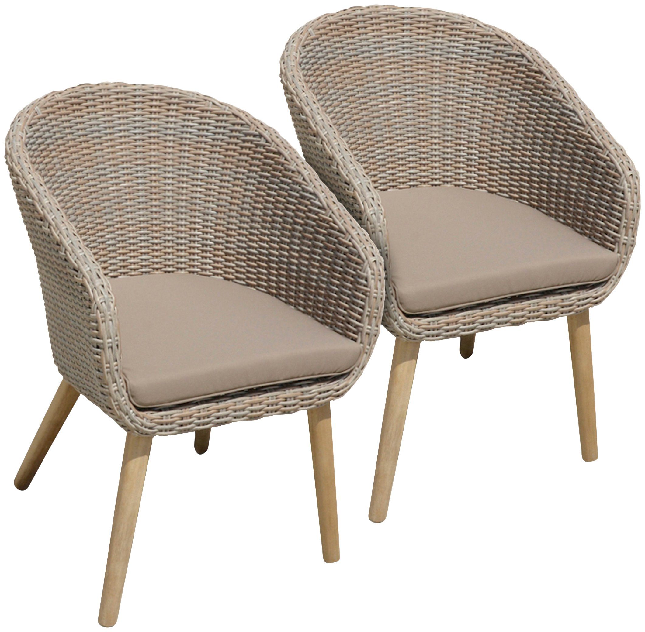 Garden Pleasure Gartenstuhl »VISALIA« Akazie/Polyrattan, braun, inkl