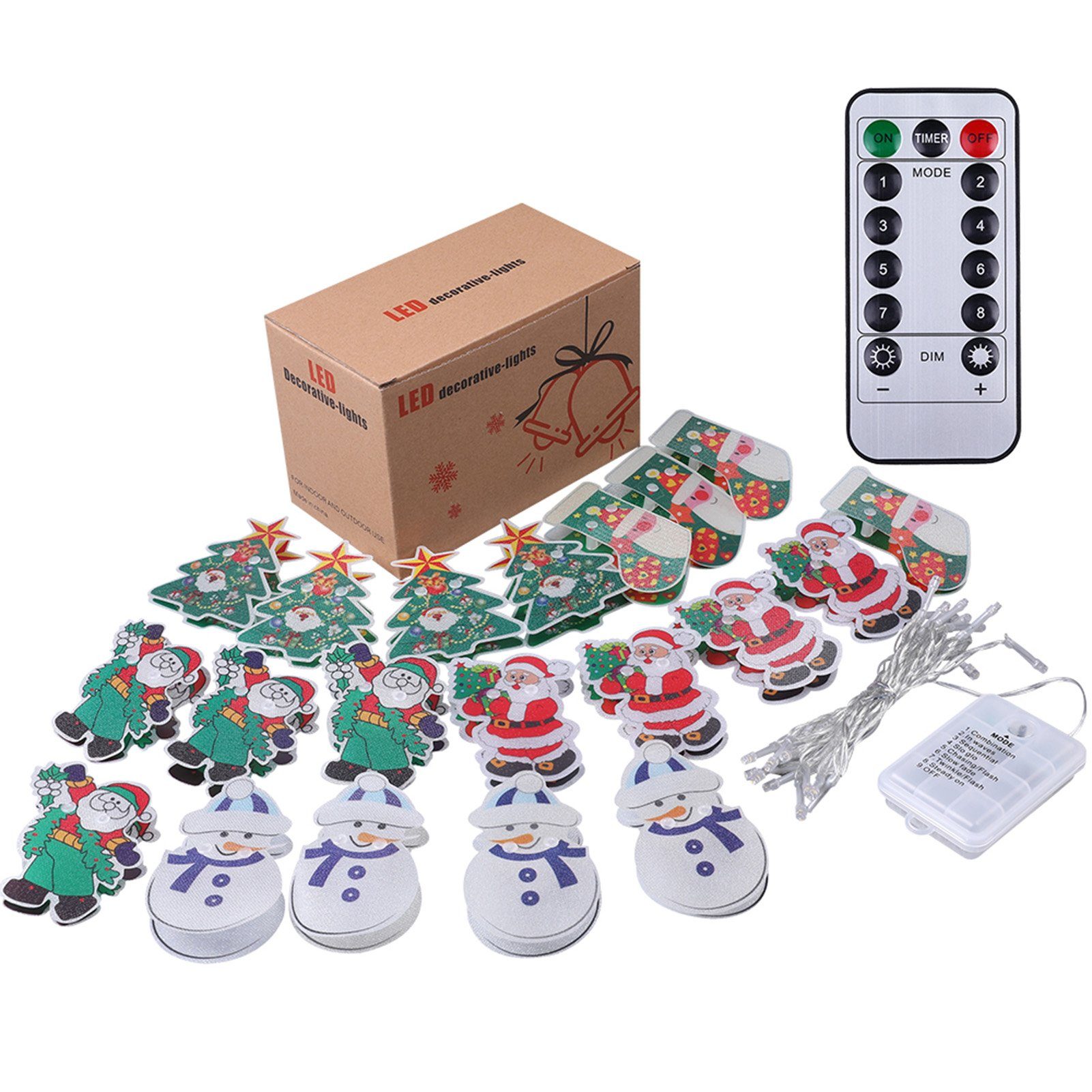 Rosnek LED-Lichterkette Weihnachtsmann, Schneemann, für Weihnachtsbaum Garten Haus Deko