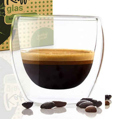 Bambuswald Thermoglas »Kaffeeglas 100 ml Thermoglas handgemacht Borosilikatglas«, Borosilikatglas