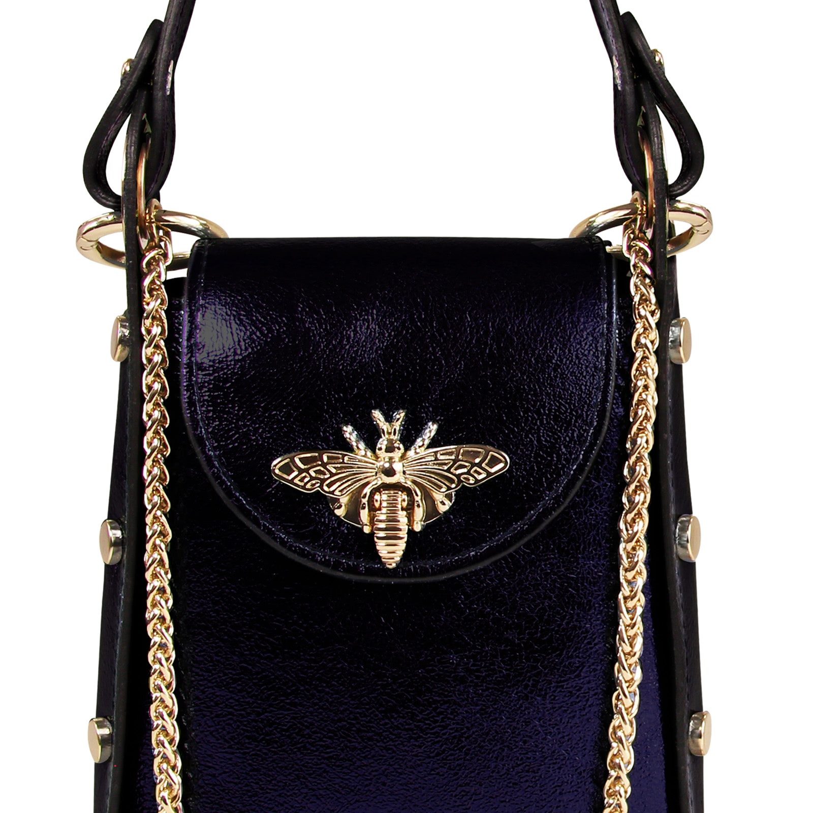 FLORENCE Umhängetasche Florence Tasche lila Leder (Umhängetasche), Damen Leder Umhängetasche, lila ca. 13cm