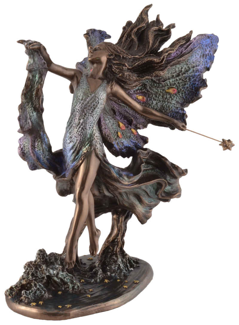 Vogler direct Gmbh Dekofigur Fee mit Sternenstab - Where moonbeams fall bronziert by Veronese, von Hand bronziert & coloriert, LxBxH: ca. 20x16x25cm