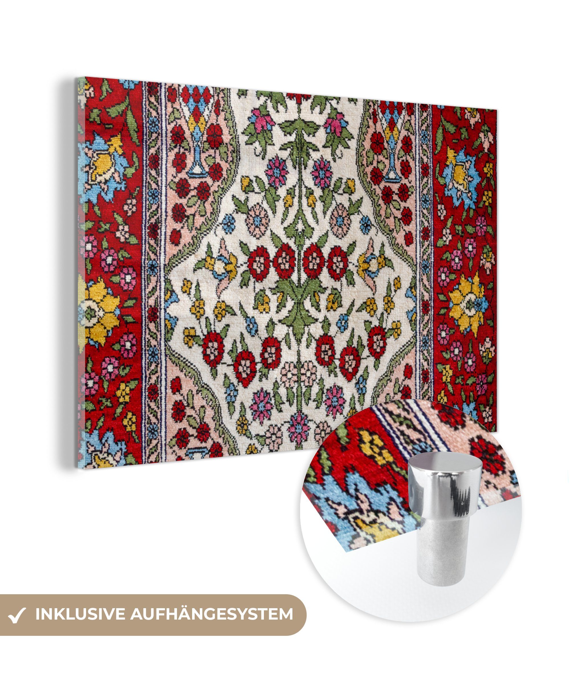 MuchoWow Acrylglasbild Persische Teppiche - Teppiche - Muster - Farben, (1 St), Acrylglasbilder Wohnzimmer & Schlafzimmer | Bilder