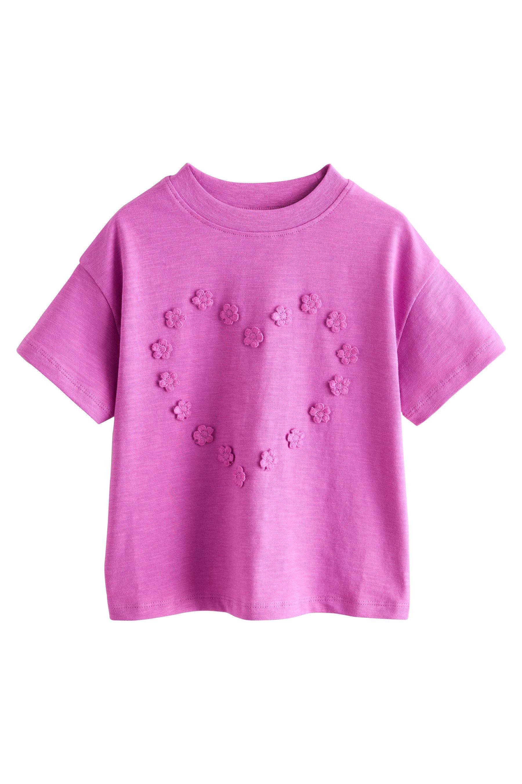 Next T-Shirt Kurzarm-Oberteil mit Stickerei und Herz (1-tlg)
