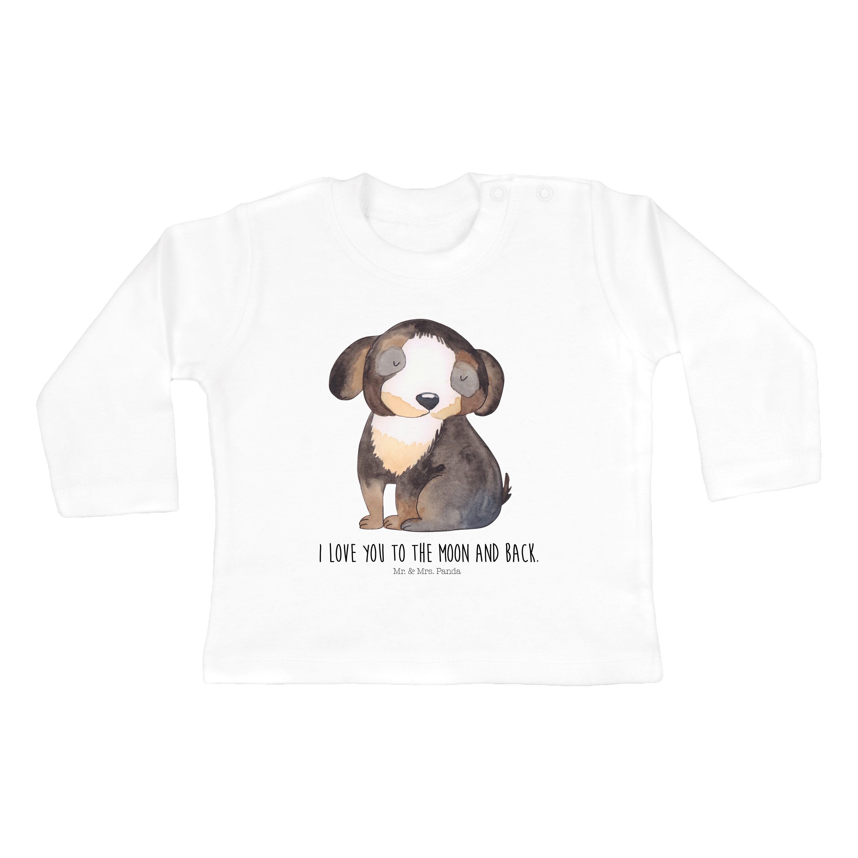 Mr. & Mrs. Panda Strampler Hund entspannt - Weiß - Geschenk, Baby, Langarm, Hundeglück, Mädchen, (1-tlg)