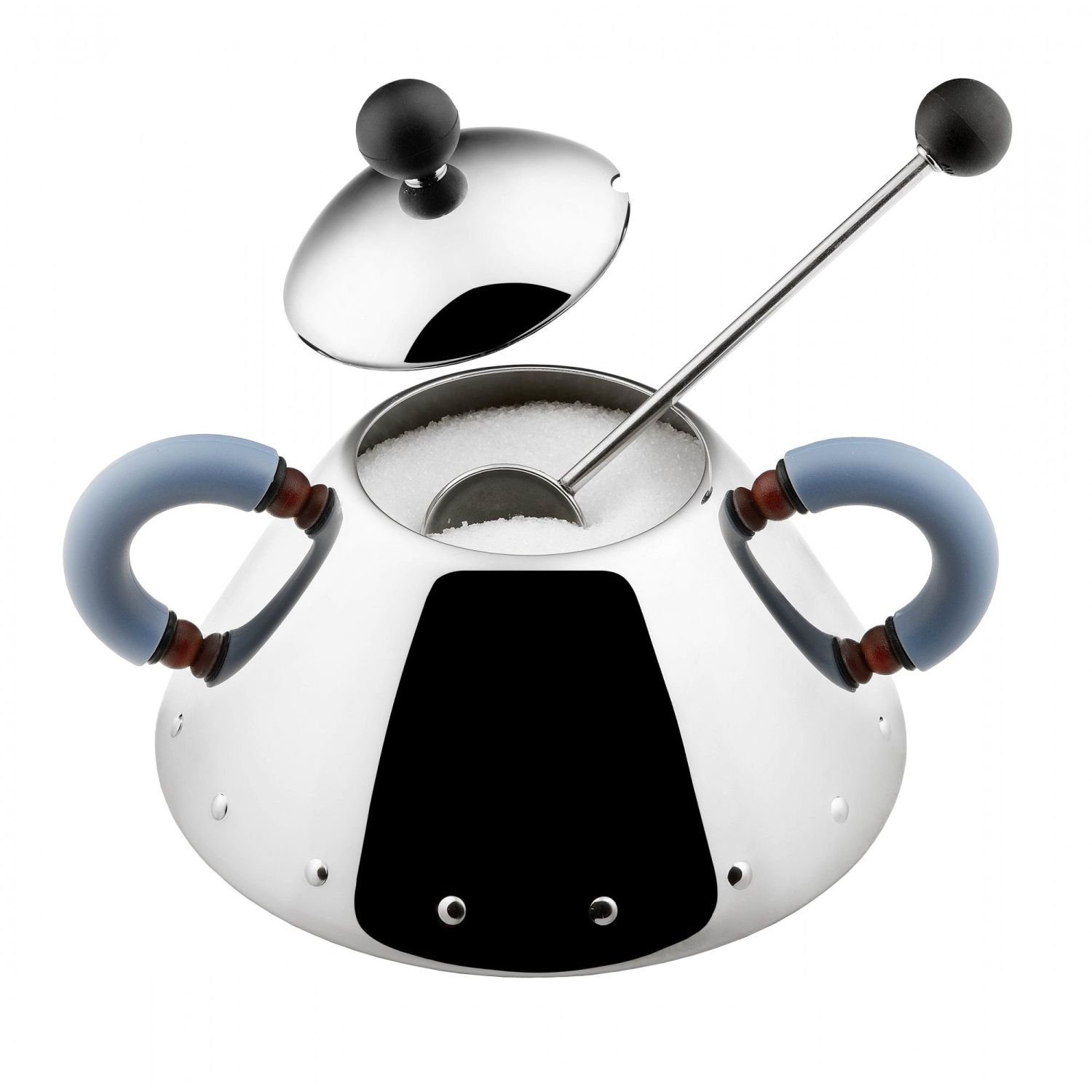 Alessi Zuckerdose 9097, Edelstahl, Polyamid, mit Löffel
