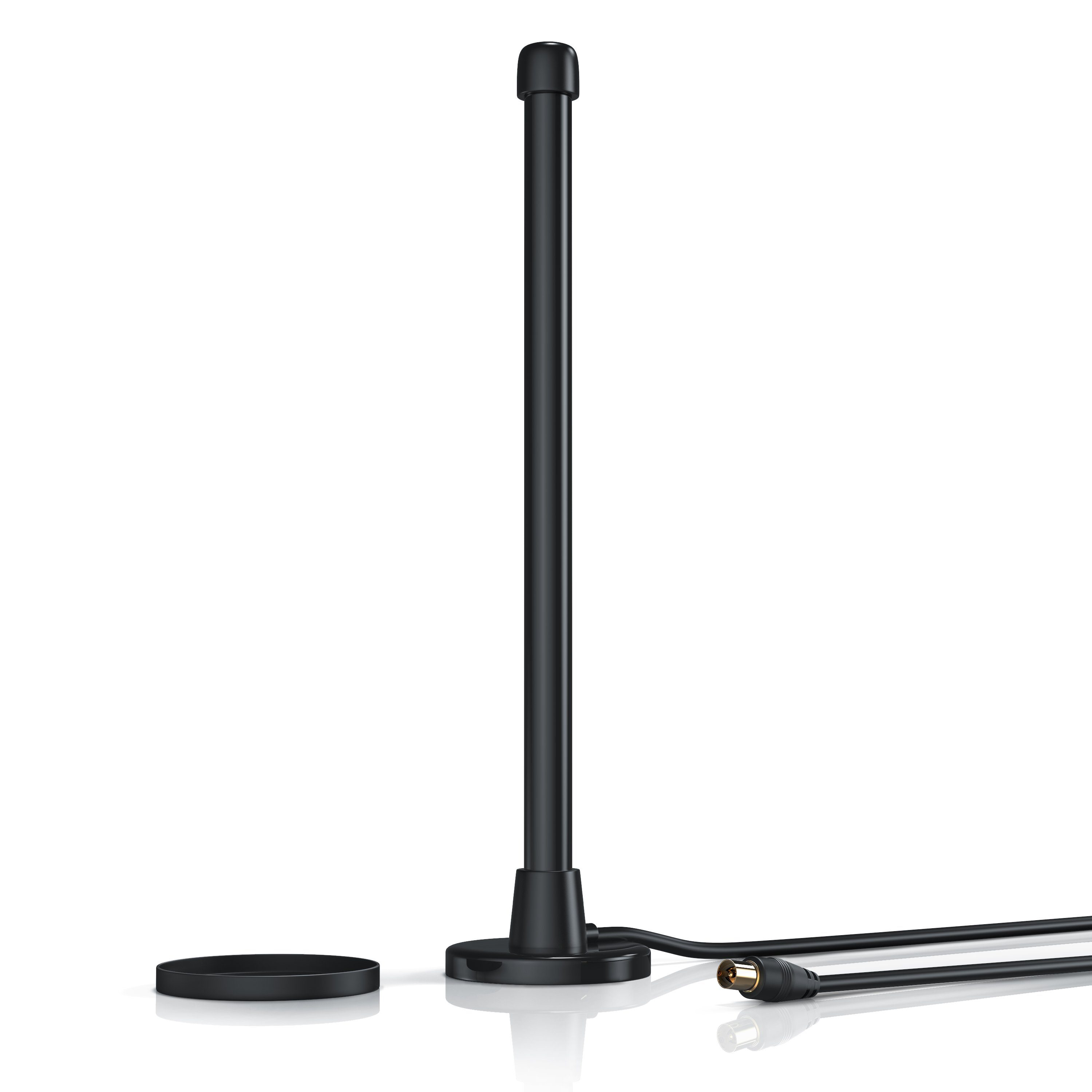 Aplic DVB-T2 digitale Antenne mit Magnetfuß, 6 dBi, hohe Empfangsleistung Stabantenne, für Fernseher, Receiver, Radio, einfache Montage, HD-Empfang